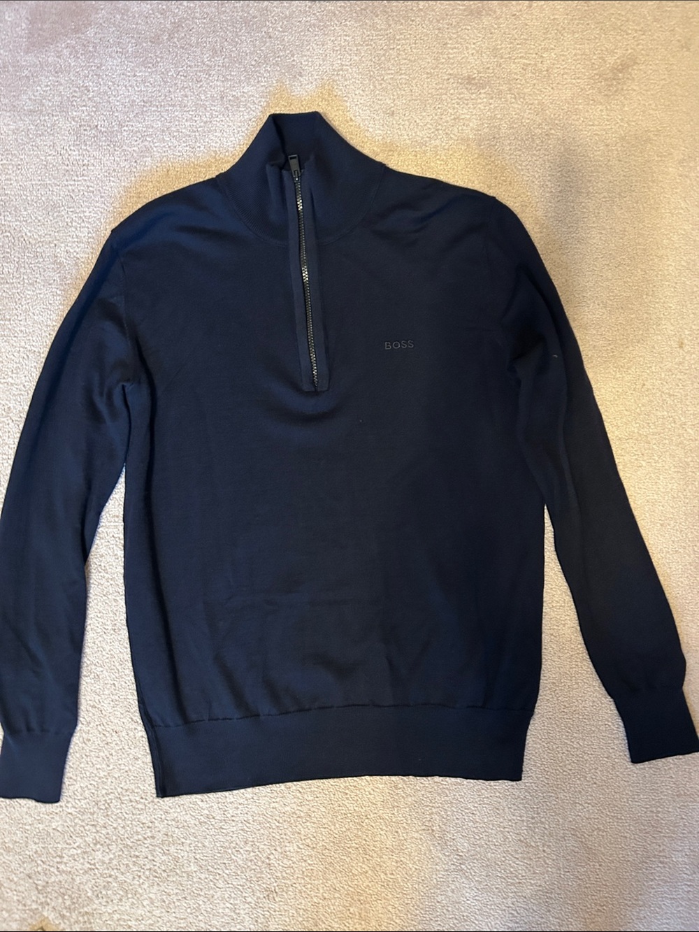 BOSS Men's Navy Half-Zip Knit Sweater